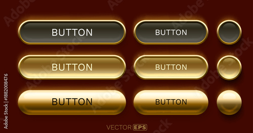 Shiny golden web button set with a luxurious glossy effect.
