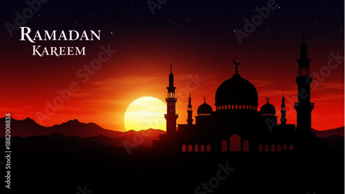 Ramadan Kareem! Peaceful Islamic Ramadan greetings to all Muslim families worldwide during the holy month