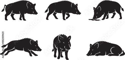 Wild Boar Bristle Ridge Silhouette EPS Safe