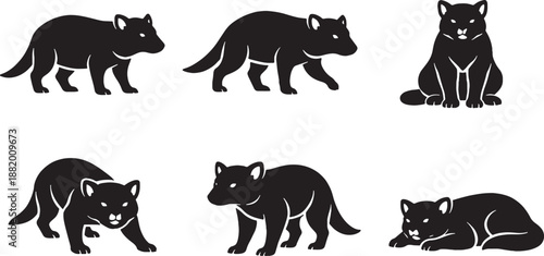 Tasmanian Devil Silhouette Pose Set