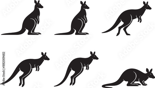 Wallaby Silhouette Pose Set EPS Safe