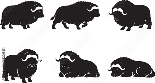 Musk Ox Shaggy Mass Silhouette EPS Safe