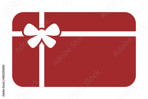 Red Gift Card with White Ribbon and Bow Illustration for Holiday Shopping
