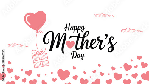 Heartwarming illustration celebrating maternal love with a festive gift and balloon for a special day