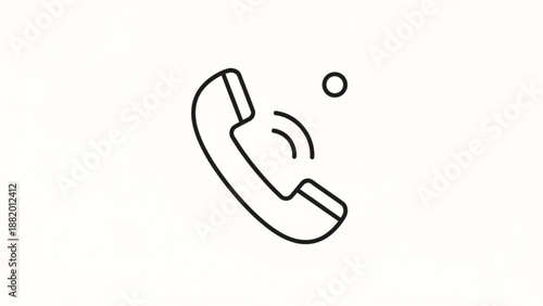 Black line drawing of a ringing telephone on a white background symbolizing communication and connection