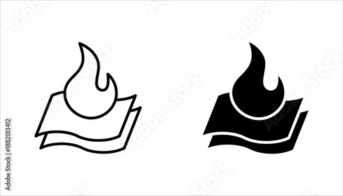 fireproof icon set, fire resistant, vector illustration on white background