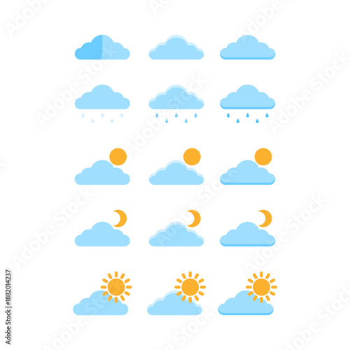 Flat Weather Icon Set Shows Daily Conditions