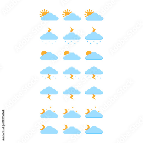 Flat Weather Icon Set Shows Daily Conditions