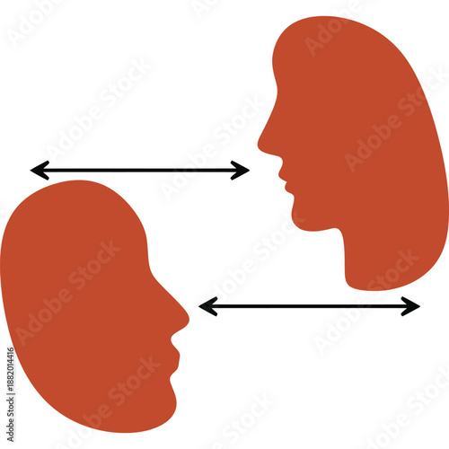 Social Distancing Illustration: Two People Maintaining Safe Distance to Prevent Infectious Disease Spread