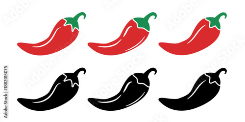 Hot chili paper icon set vector on white background. hot pepper, paprika vector illustraion
