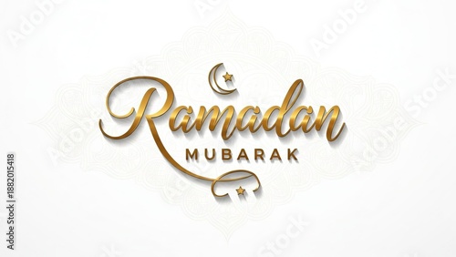 Ramadan mubarak text design isolated on white background