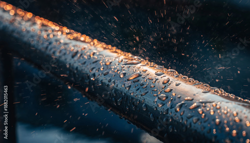 Wallpaper Mural Close-up of a wet metallic surface with water droplets. Torontodigital.ca