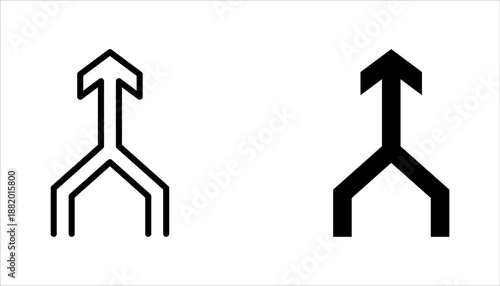 Merge arrow linear icon set. Upward arrow. vector illustration on white background