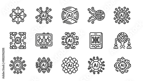 AI Artificial Intelligence Logos and Icons Set.