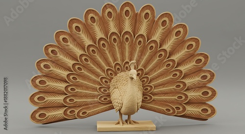 Intricate peacock sculpture displaying elegant feather details