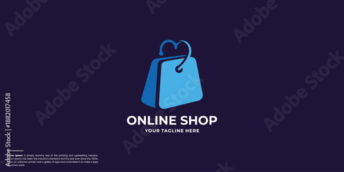 Happy store icon love with bag for e commerce and store logo templates