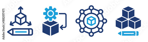 Assorted Design and Development Icons Depicting Prototyping Engineering and Creative Process for Product Innovation and Solution Development
