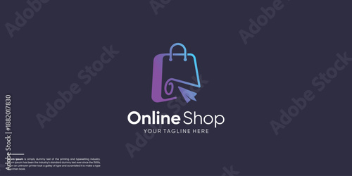 Online shopping logo click shop design vector inspiration.