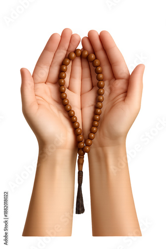Wallpaper Mural Hands Holding Wooden Prayer Beads Isolated on Black Background Torontodigital.ca
