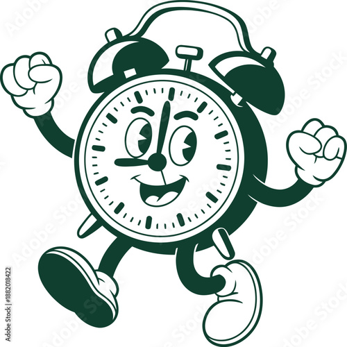 Jubilant alarm clock celebrating