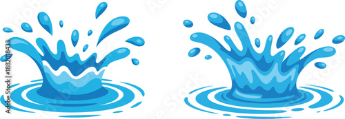 Blue water splash illustrations
