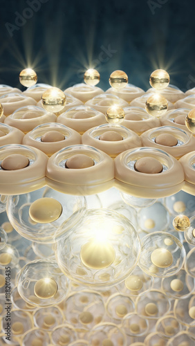 Wallpaper Mural Close-up of a scientific model with interconnected spheres and glowing elements Torontodigital.ca