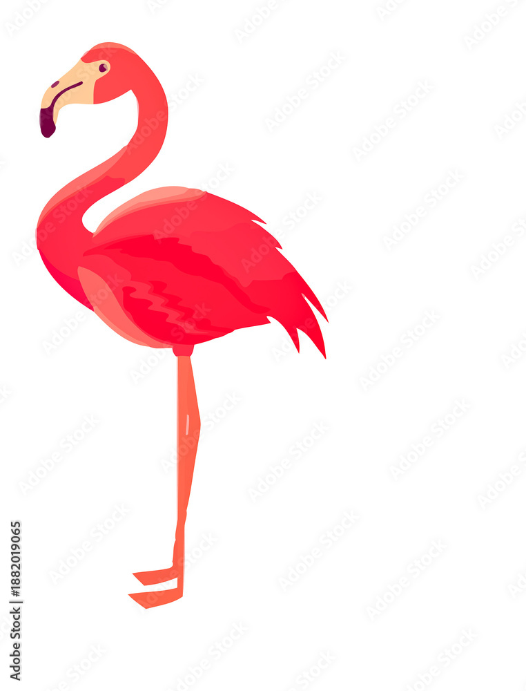 Obraz premium A tropical pink flamingo vector illustration featuring a pair of wild birds standing in nature with a cartoon silhouette design and elegant feathers