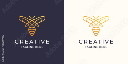 abstract line bee logo inspiration.