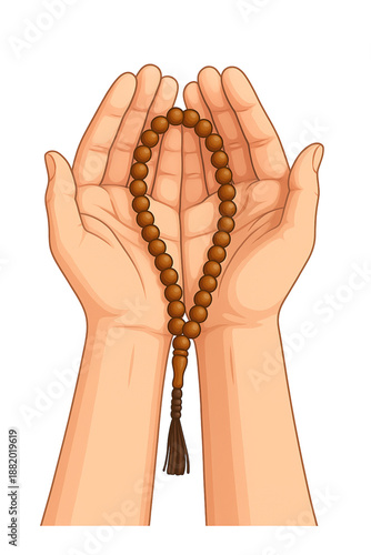 Wallpaper Mural Hands Holding Wooden Prayer Beads Isolated on Black Background Torontodigital.ca