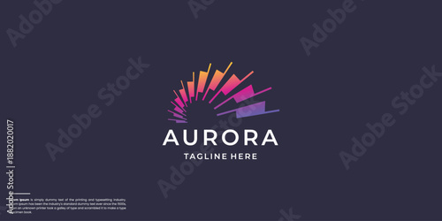 geometric abstract aurora logo design with gradient color brand inspiration.