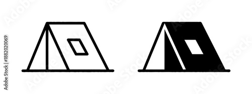 Camping tent isolated outline vector icon shelter equipment for outdoor recreation camping tent summer camp traveling rest nature tourism adventure vector graphic symbol