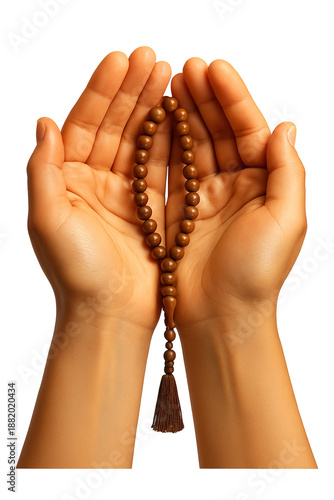 Wallpaper Mural Hands Holding Wooden Prayer Beads Isolated on Black Background Torontodigital.ca