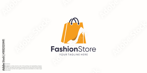 Creative shopping logo design with silhouette of shoe fashion store inspiration.