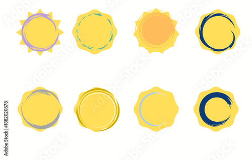 Yellow Sunburst Badge & Seal Shapes – Bright Award Icons Collection
