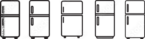 Refrigerator and Freezer Line Art Icon Set. Household Kitchen Appliance Vector Symbols Isolated on White.