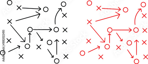 Soccer Tactics Strategy Diagram Icon Set – Football Play Formation Arrows Vector