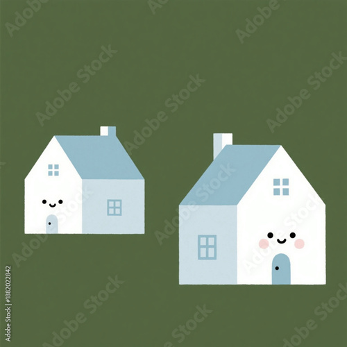 Simple house illustration. Minimal. Housing. Miniature garden. Real estate.