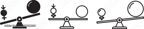 Leverage and Mechanical Advantage Line Art Icon Set. Physics Fulcrum and Balance Scale Vector Symbols.