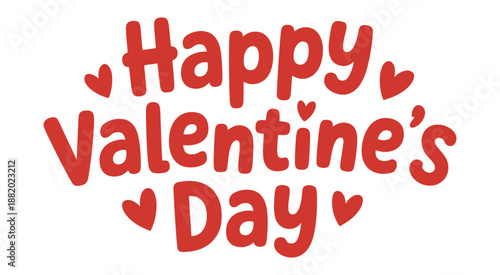 Happy Valentine's Day typography fun bold bubble lettering, cute heart decoration, decorative vector design for Valentine’s cards, posters, banners, greeting projects