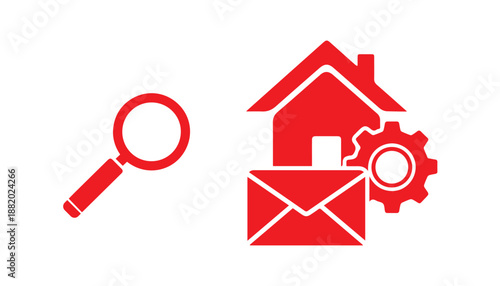 Home, Setting, Mail and Search Icons for Web, App and UI Design
