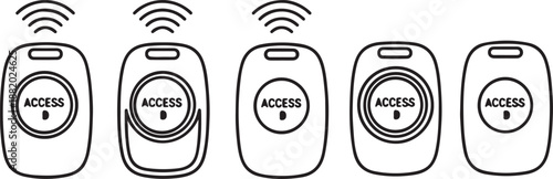 RFID Access Key Fob and Remote Control Icon Set. Wireless Security Entry Vector Symbols.