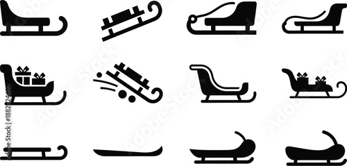 Classic sleds and sleighs icons. 
