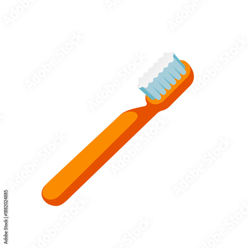 Orange Toothbrush with White Toothpaste Foam Illustration