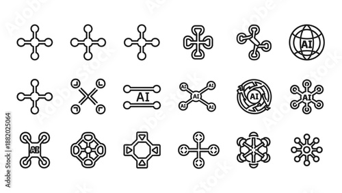 Black and white AI symbols.