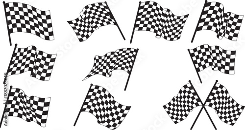 Checkered racing flags set vector illustration Vector