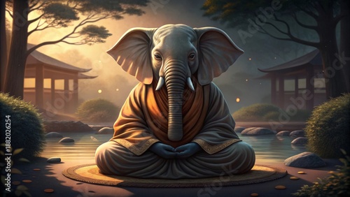 Realistic Digital Painting of a Serene Elephant in Gigapixel Standard V2-4x