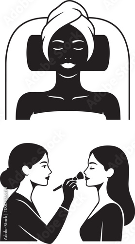 Makeup Artist Applying Cosmetics Vector