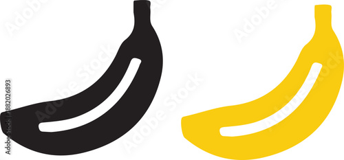 Collection of banana icon vector set illustration.Banana design juicy fresh fruit icon vector template.