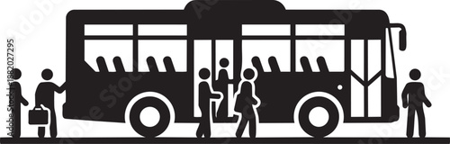 Public Transport Bus Station Silhouette Vector