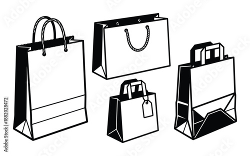Diverse shopping bags vector. Perfect for showcasing retail packaging and branding needs in stores.